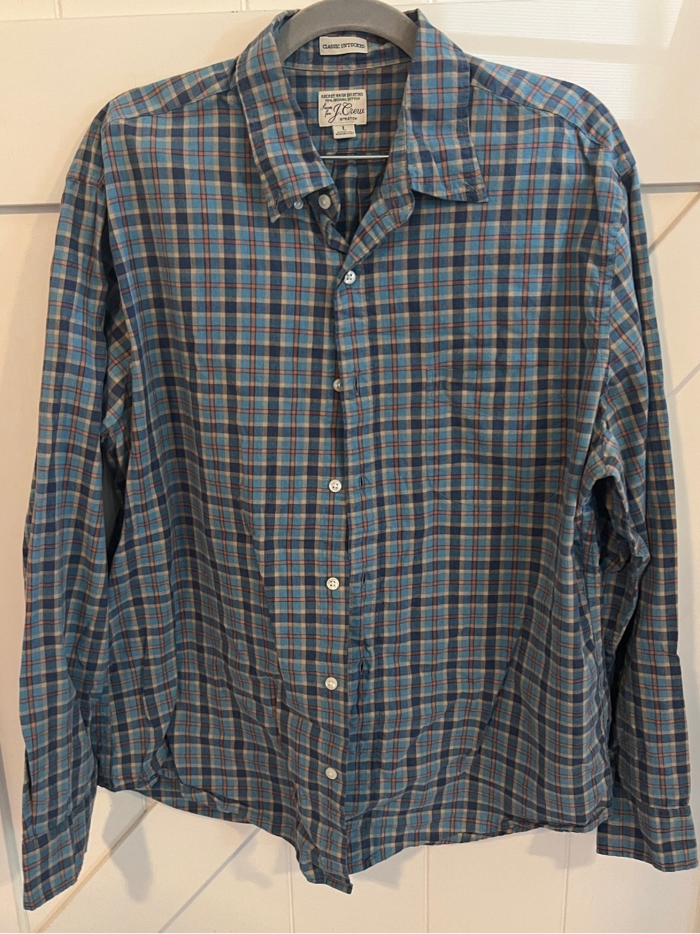 Men's Blue Plaid Button-Down Shirt